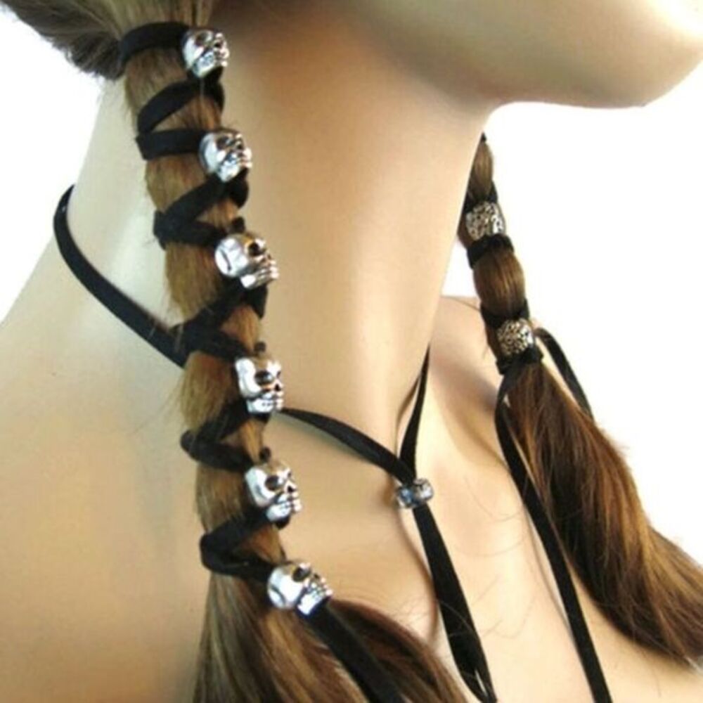 Faux suede peace or skulls ponytail hair tie